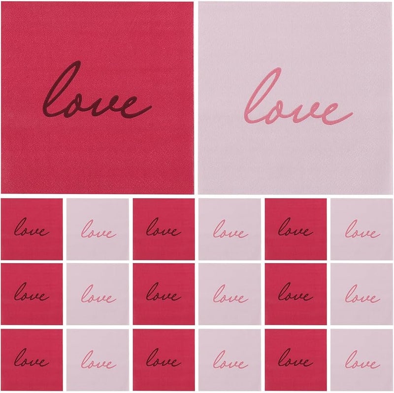 SOIMISS 80 Pack Valentine Day Paper Napkins Disposable Luncheon Dinner Party Supplies - Image 1